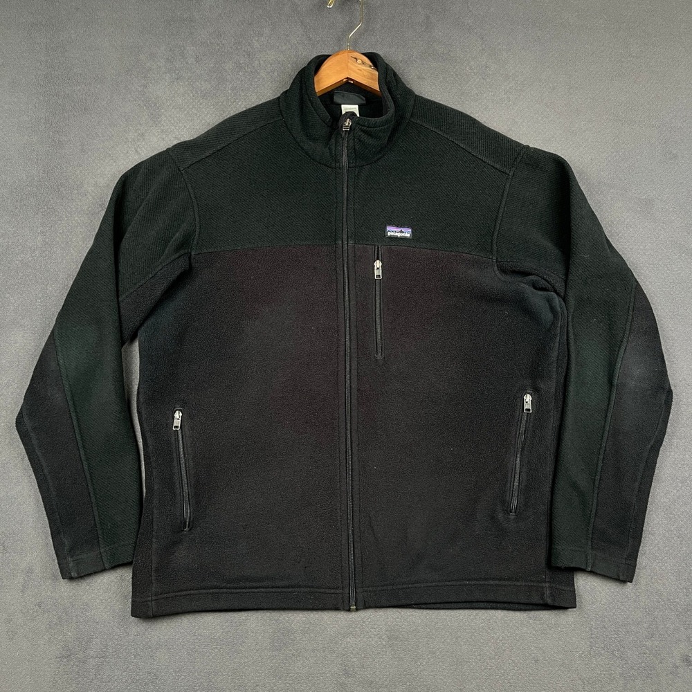 Patagonia Synchilla Jacket Mens XL Black Full Zip Fleece Mock Neck Outdoor